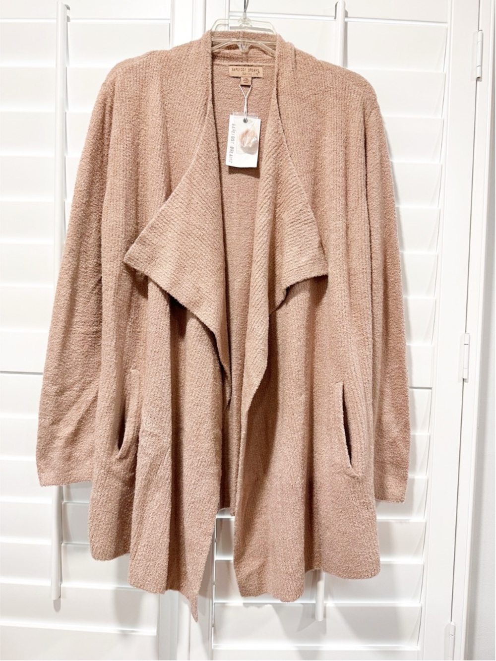 Barefoot Dreams CozyChic Lite Ribbed Island Wrap Cardigan NWT Willow Taupe L/XL